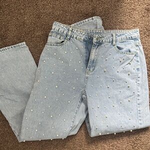 Straight Leg Baggy Pearl Jeans